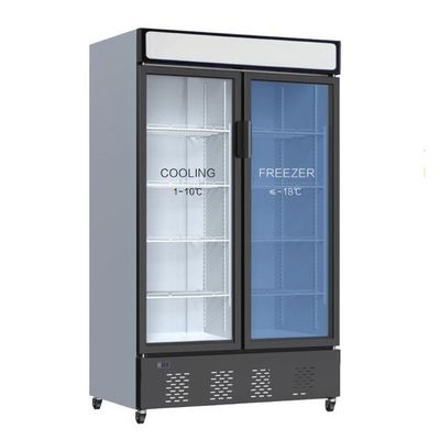 Refroidisseur en verre commercial à double température 470L combiné de congélateur de porte