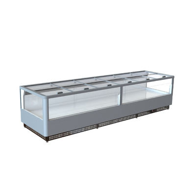 L'épicerie à simple face de viande le refroidissement à l'air à distance de congélateur d'île de vitrine pour la crème glacée congelée de poissons de viande