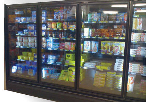 Température de porte de supermarché basse de congélateur en verre droit d'affichage