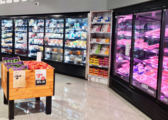 Température de porte de supermarché basse de congélateur en verre droit d'affichage