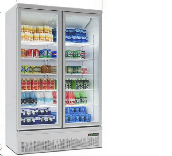refroidissement à l'air en verre droit de congélateur de porte de la porte 704L 2 pour la crème glacée et les aliments surgelés