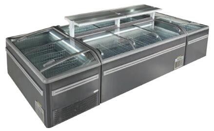 Congélateur supérieur en verre R404a R290 490L 610L d'île de porte en verre de glissement de supermarché