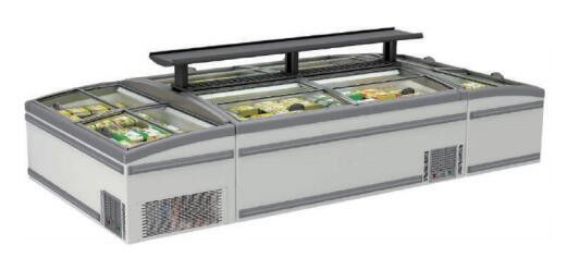 Refroidissement statique supérieur en verre du congélateur 500L-1000L d'île de supermarché